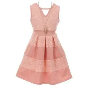 BNY Girls Sleeveless Lace Easter Dress With Necklace - Flower Girl Dress For Special Occasions - View #2